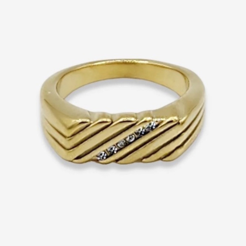 Elegant Gold Ring with Silver Accents